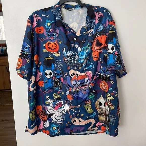 ❗SOLD❗Disney Halloween Stitch Themed Button Down Shirt - Picture 2 of 6